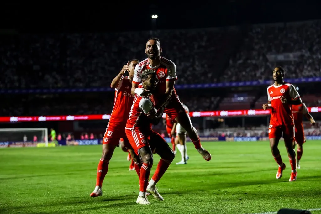 Thiago Maia jogador do Internacional comemora seu gol durante partida contra o São Paulo no estádio Morumbi pelo campeonato Brasileiro A 2024. Foto: Marco Miatelo/AGIF