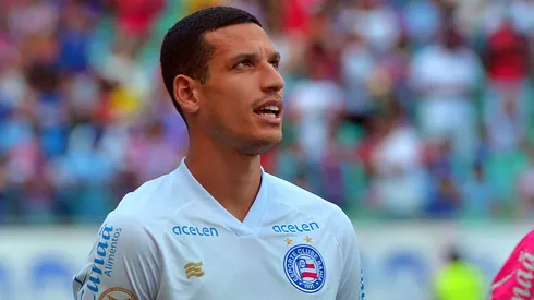 Gabriel Xavier, jogador do Bahia, antes da partida contra o Goiás pelo Brasileirão Betano de 2023.
