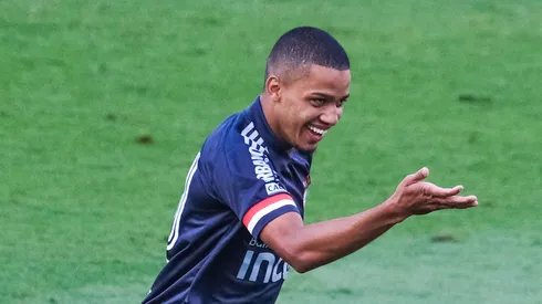 Brenner jogador do Sao Paulo comemora seu gol durante partida contra o Fluminense no estadio Morumbi pelo campeonato Brasileiro A 2020.