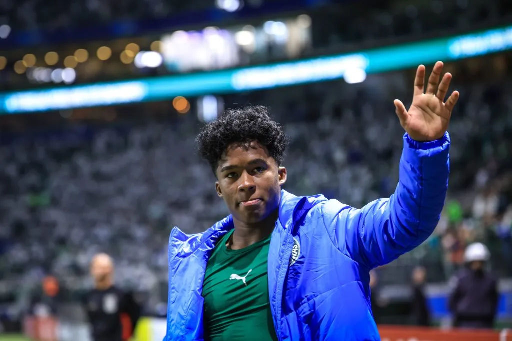 Endrick jogador do Palmeiras durante partida contra o San Lorenzo no estadio Arena Allianz Parque pelo campeonato Copa Libertadores 2024. Foto: Marcello Zambrana/AGIF