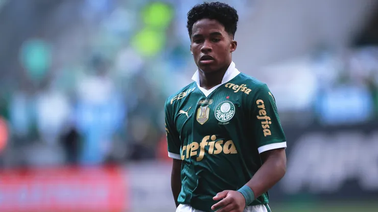Endrick jogador do Palmeiras durante partida contra o Flamengo no estadio Arena Allianz Parque pelo campeonato Brasileiro A 2024.