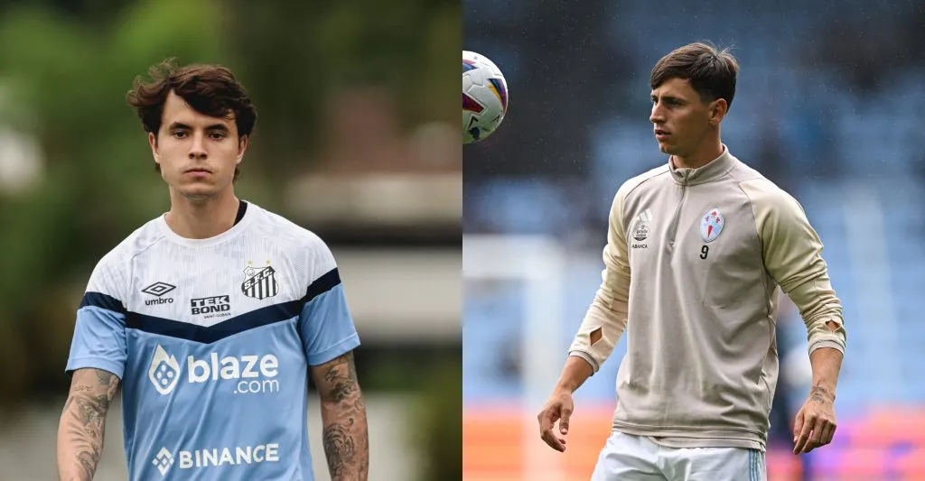 Vinicius Zanocelo pelo Santos (Imagem: Reinaldo Campos/AGIF) e Tadeo Allende pelo Celta de Vigo (Imagem: Octavio Passos/Getty Images) – Antenados