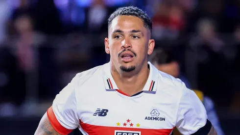 Luciano jogador do São Paulo comemora seu gol durante partida contra o Goias no Morumbi pelo campeonato Copa Do Brasil 2024.