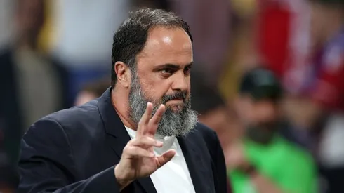 ATHENS, GREECE - MAY 29: Evangelos Marinakis, Greek Businessman and Owner of Olympiacos, Nottingham Forest and Rio Ave, gestures prior to the UEFA Europa Conference League 2023/24 final match between Olympiacos FC and ACF Fiorentina at AEK Arena on May 29, 2024 in Athens, Greece. (Photo by Michael Steele/Getty Images)