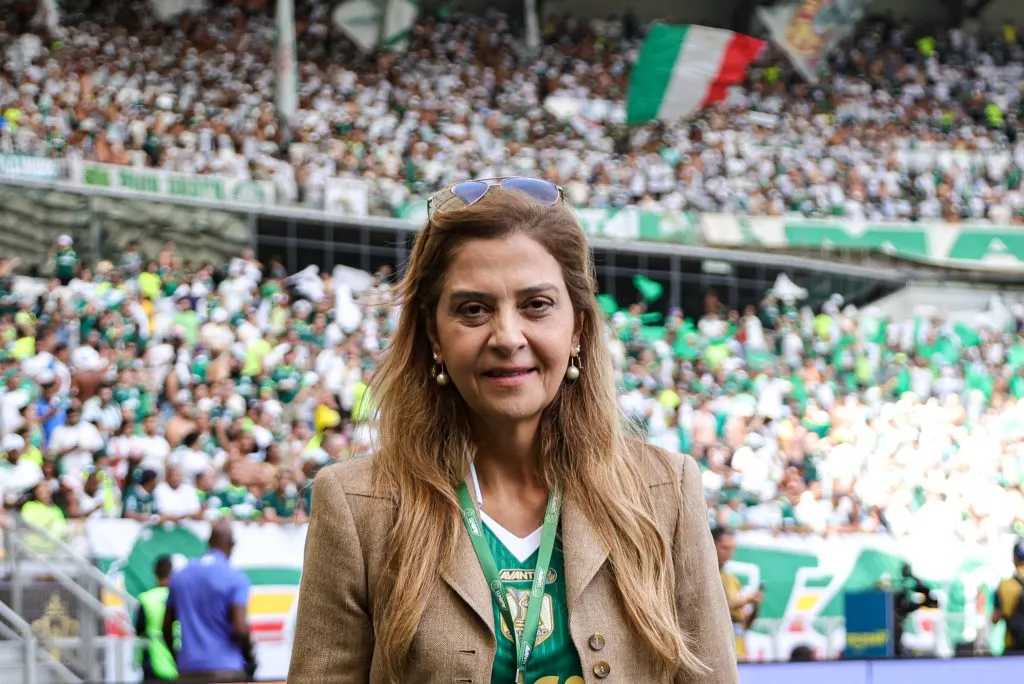 MG – BELO HORIZONTE – 04/02/2024 – SUPERCOPA 2024, PALMEIRAS X SAO PAULO – Leila Pereira presidente do Palmeiras durante partida contra o Sao Paulo no estadio Mineirao pelo campeonato Supercopa 2024. Foto: Gilson Lobo/AGIF