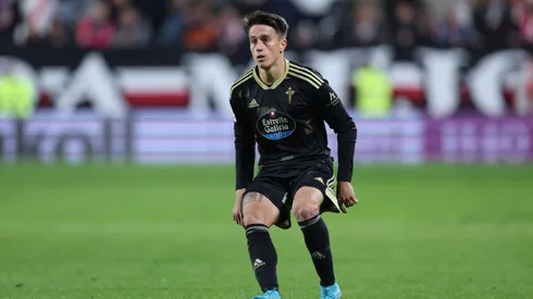 Franco Cervi of RC Celta de Vigo in action during the LaLiga Santander match between Rayo Vallecano and RC Celta at Campo de Futbol de Vallecas on November 10, 2022 in Madrid, Spain.