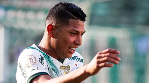 Rony jogador do Palmeiras comemora seu gol durante partida contra o America-MG no estadio Independencia pelo campeonato Brasileiro A 2023.