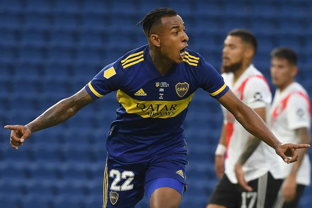 Sebastián Villa durante confronto entre Boca Juniors e River Plate em 2021. (Photo by Marcelo Endelli/Getty Images)
