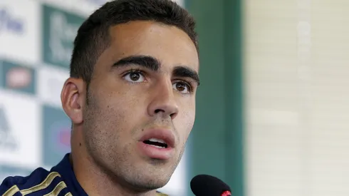 Gabriel durante coletiva de imprensa no Palmeiras no CT Academia de Futebol - Barra Funda.