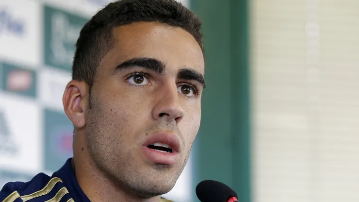 Gabriel durante coletiva de imprensa no Palmeiras no CT Academia de Futebol - Barra Funda.