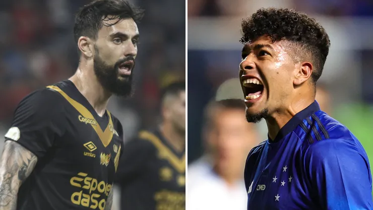 Mastriani e Machado, jogadores de Athletico e Vitória. Foto 1: Gabriel Machado/AGIF / Foto 2: Gilson Junio/AGIF