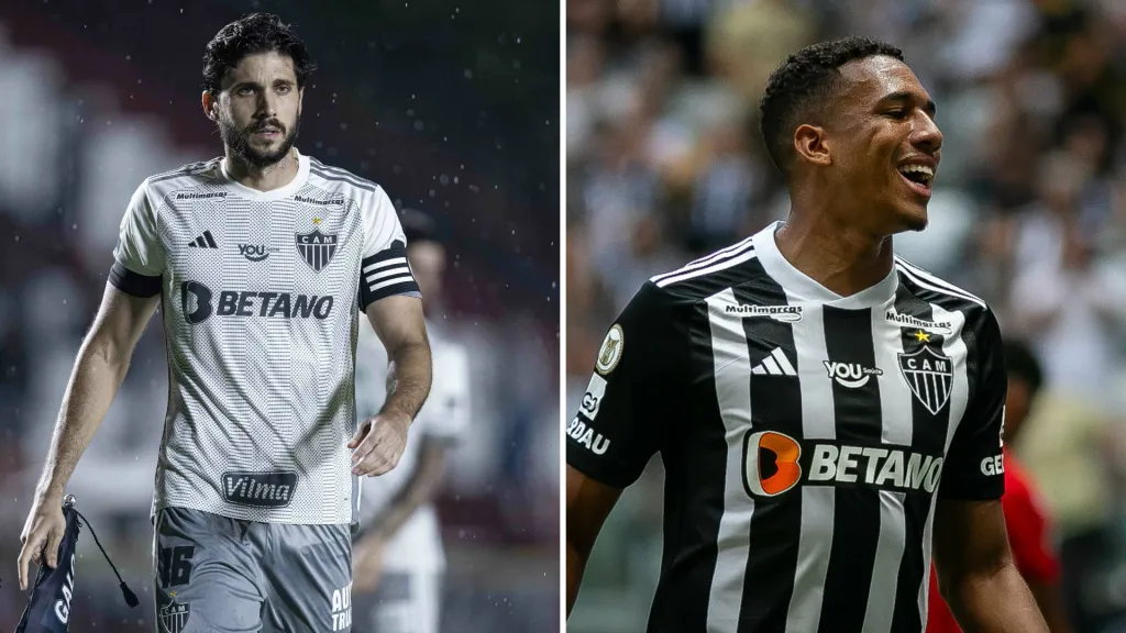 Foto 1: Heber Gomes/AGIF / Foto 2: Fernando Moreno/AGIF – Igor Rabello e Brahian Palacios jogadores do Atlético-MG.