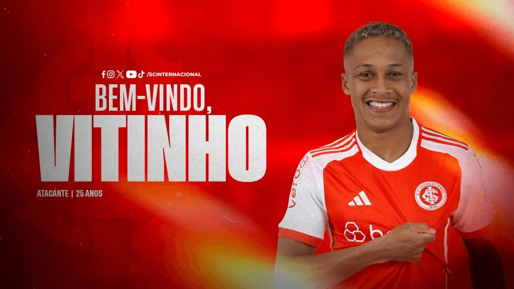 Vitinho chega ao Internacional com um empréstimo curto, mas com opção de prorrogar até o fim da temporada. Foto: Reprodução/SC Internacional