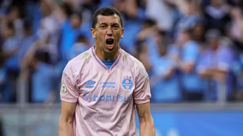 Marchesín, goleiro do Grêmio, durante partida contra o Atletico-GO pelo Campeonato Brasileiro de 2024. Foto: Maxi Franzoi/AGIF