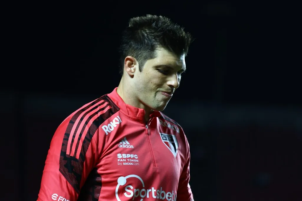 SP – Sao Paulo – 22/03/2022 – PAULISTA 2022, SAO PAULO X SAO BERNARDO – Tiago Volpi jogador do Sao Paulo durante partida contra o Sao Bernardo no estadio Morumbi pelo campeonato Paulista 2022. Foto: Marcello Zambrana/AGIF