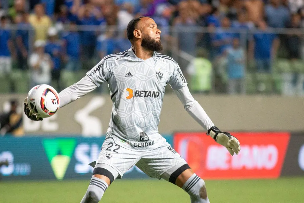 MG – Belo Horizonte – 13/02/2023 – MINEIRO 2023, CRUZEIRO X ATLETICO MG – Everson  jogador do Atletico-MG durante partida contra o Cruzeiro no estadio Independencia pelo campeonato Mineiro 2023. Foto: Fernando Moreno/AGIF