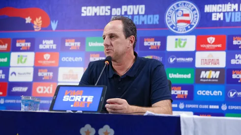 Rogério Ceni, treinador do Bahia, em entrevista coletiva após estreia na Copa do Nordeste de 2025. Foto: Catarina Brandão/EC Bahia