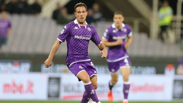 FLORENCE, ITALY - MAY 13: Arthur Melo of ACF Fiorentina in action during the Serie A TIM match between ACF Fiorentina and AC Monza at Stadio Artemio Franchi on May 13, 2024 in Florence, Italy.(Photo by Gabriele Maltinti/Getty Images)
