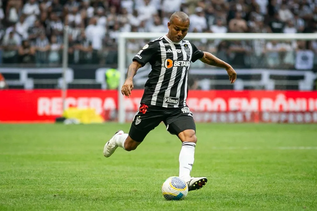 Mariano jogador do Atlético-MG durante partida contra o Cuiabá na Arena MRV pelo campeonato Brasileiro A 2024. Foto: Fernando Moreno/AGIF