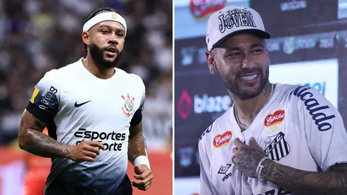 Foto 1: Marcello Zambrana/AGIF / Foto 2: Reinaldo Campos/AGIF - Memphis Depay, jogador do Corinthians e Neymar, novo reforço do Santos.