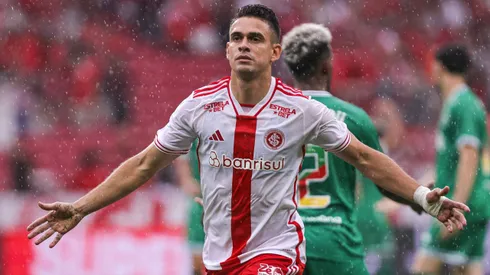 Borré, jogador do Internacional, comemora seu gol durante partida contra o Juventude no estadio Beira-Rio pelo campeonato Gaucho 2025. Foto: Maxi Franzoi/AGIF