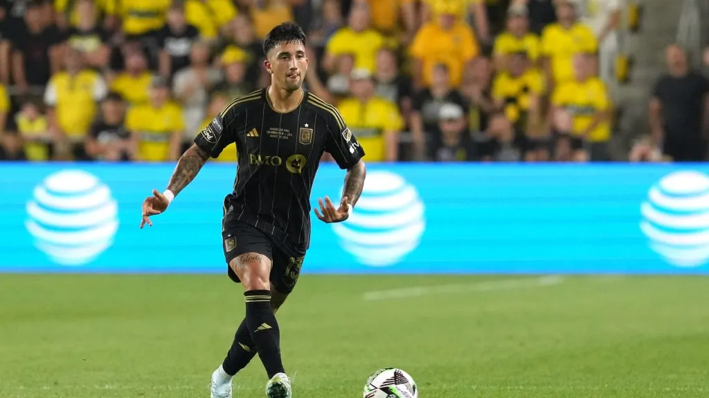 COLUMBUS, OHIO – AUGUST 25: Cristian Olivera #13 of Los Angeles FC controls the ball during the second half of the Leagues Cup 2024 Final against the Columbus Crew at Lower.com Field on August 25, 2024 in Columbus, Ohio. (Photo by Jason Mowry/Getty Images)