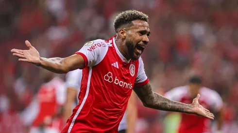 Wesley jogador do Internacional comemora seu gol durante partida contra o Criciuma no estadio Beira-Rio pelo campeonato Brasileiro A 2024.