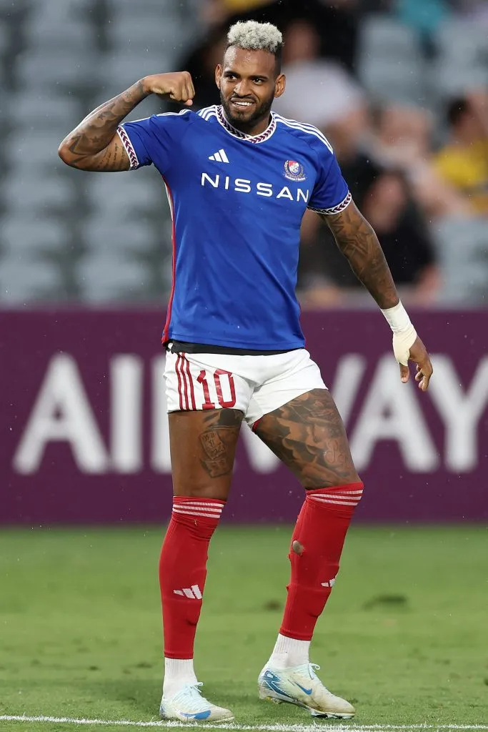 GOSFORD, AUSTRALIA – DECEMBER 03: Anderson Lopes of Yokohama F. Marinos celebrates after scoring the team’s third goal during the AFC Champions League Elite East Region match between Central Coast Mariners and Yokohama F.Marinos at Industree Group Stadium on December 03, 2024 in Gosford, Australia. (Photo by Matt King/Getty Images)