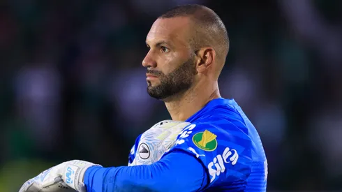 Weverton, goleiro do Palmeiras, durante partida contra o Guarani pelo Campeonato Paulista de 2025. Foto: Marcello Zambrana/AGIF