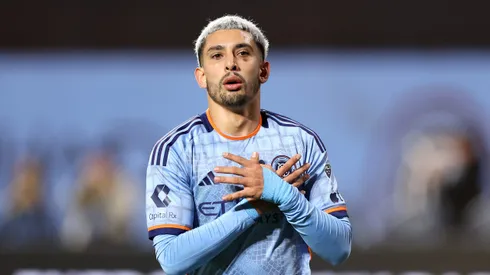 NEW YORK, NEW YORK – NOVEMBER 02: Santiago Rodríguez #10 of New York City FC celebrates a penalty kick goal against the FC Cincinnati during the second half at Citi Field on November 02, 2024 in the Queens borough of New York City. (Photo by Luke Hales/Getty Images)