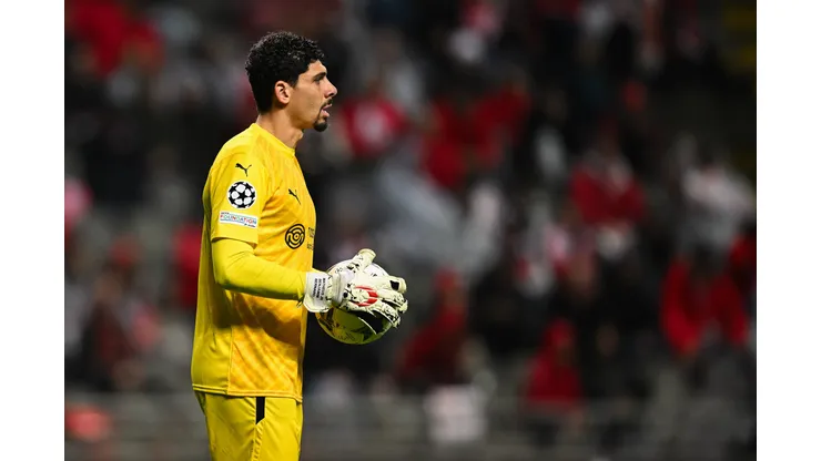 Matheus Magalhães durante confronto entre Braga e Union Berlin na Champions League 2023/24.
