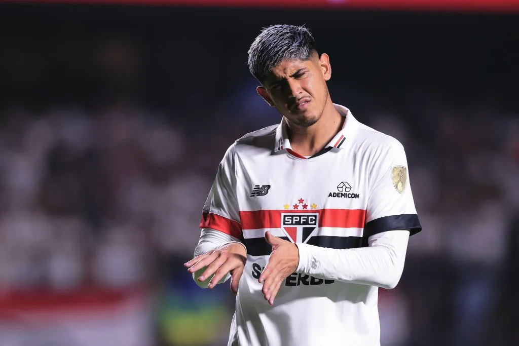 SP – SAO PAULO – 16/05/2024 – COPA LIBERTADORES 2024, SAO PAULO X BARCELONA DE GUAYAQUIL – Alan Franco jogador do Sao Paulo durante partida contra o Barcelona de Guayaquil no estadio Morumbi pelo campeonato Copa Libertadores 2024. Foto: Ettore Chiereguini/AGIF