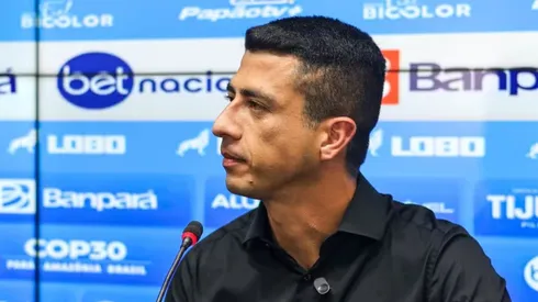 Felipe Albuquerque, executivo do Paysandu, durante coletiva de imprensa. Foto: Jorge Luis Totti/Paysandu