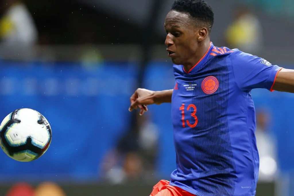 Yerry Mina jogador do Colombia durante partida contra o Argentina no estadio Fonte Nova pelo campeonato Copa America 2019. Foto: Thiago Calil/AGIF