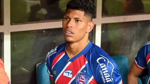 Marcos Victor, atleta do Bahia, em jogo contra o Fortaleza na Arena Fonte Nova, pelo Campeonato Brasileiro A 2024. Foto: Walmir Cirne/AGIF