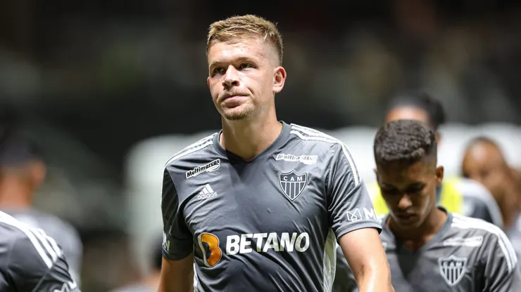 Bruno Fuchs jogador do Atletico-MG durante partida contra o Botafogo no estadio Arena MRV pelo campeonato Brasileiro A 2023.