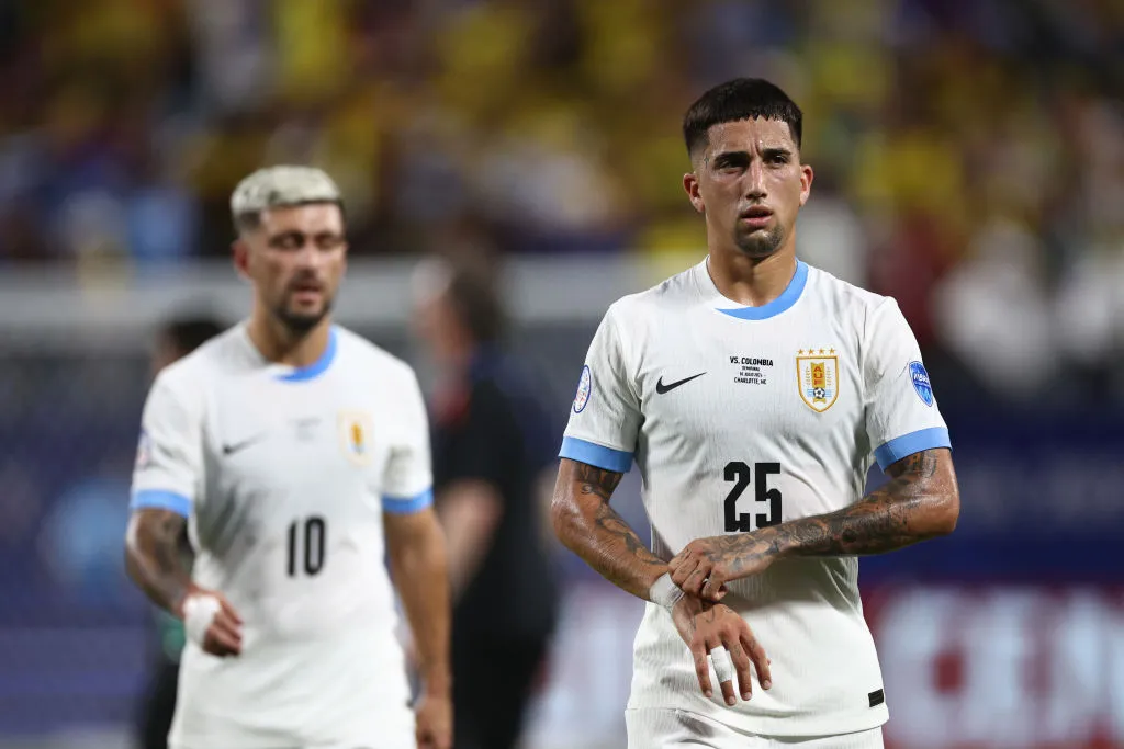 CHARLOTTE, NORTH CAROLINA – JULY 10: Cristian Olivera of Uruguay looks dejected after the team’s elimination following the CONMEBOL Copa America 2024 semifinal match between Uruguay and Colombia at Bank of America Stadium on July 10, 2024 in Charlotte, North Carolina. (Photo by Jared C. Tilton/Getty Images)
