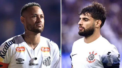 Neymar e Yuri Alberto, jogadores de Santos e Corinthians. Fotos: Marcello Zambrana/AGIF