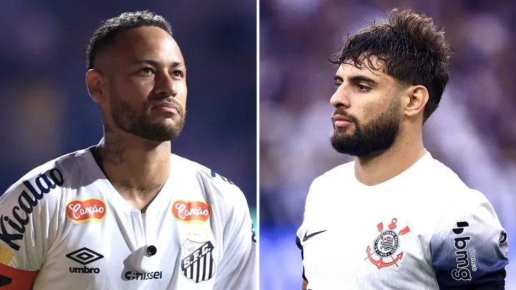 Neymar e Yuri Alberto, jogadores de Santos e Corinthians. Fotos: Marcello Zambrana/AGIF