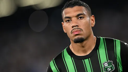 Ruan Tressoldi of US Sassuolo during the Serie A TIM match between SSC Napoli and US Sassuolo at Stadio Diego Armando Maradona on August 27, 2023 in Naples, Italy.
