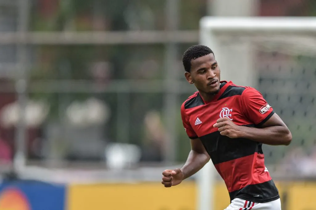 RJ – Rio de Janeiro – 26/10/2021 – BRASILEIRO SUB-20 2021, FLAMENGO X VASCO – Cleiton jogador do Flamengo comemora seu gol durante partida contra o Vasco no estadio Gavea pelo campeonato BRASILEIRO SUB-20 2021. Foto: Thiago Ribeiro/AGIF