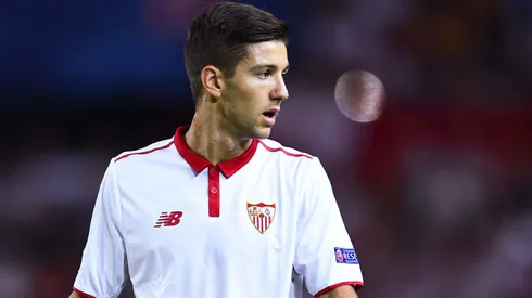 Luciano Vietto of Sevilla FC looks on during the UEFA Champions League Group H match between Sevilla FC and Olympique Lyonnais at the Ramon Sanchez-Pizjuan stadium on September 27, 2016 in Seville, Spain .