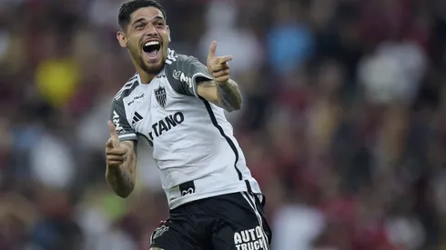 Rubens jogador do Atletico-MG comemora seu gol durante partida contra o Flamengo no estadio Maracana pelo campeonato Brasileiro A 2023.
