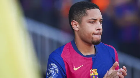 Vitor Roque em partida pelo Barcelona. Foto: Eric Alonso/Getty Images