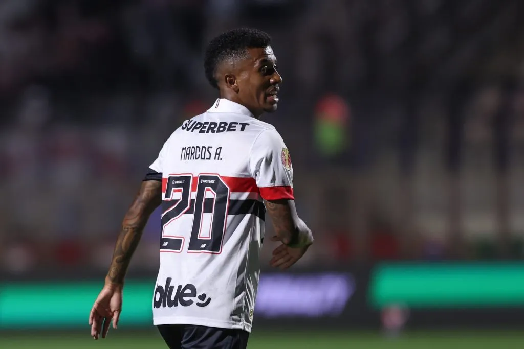 Marcos Antônio jogador do São Paulo durante partida contra o Portuguesa no estádio Pacaembu pelo campeonato Paulista 2025. Foto: Marcello Zambrana/AGIF
