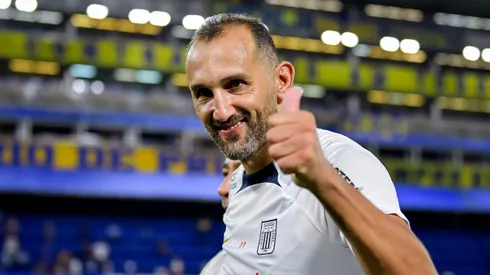 Hernan Barcos of Alianza Lima celebrates after winning the Copa CONMEBOL Libertadores 2025 match between Boca Juniors and Alianza Lima at Estadio Alberto J. Armando on February 25, 2025 in Buenos Aires, Argentina.