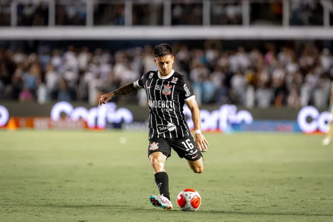 Rodrigo Garro durante partida contra o Santos no Campeonato Paulista de 2024. Foto: Leonardo Lima/AGIF