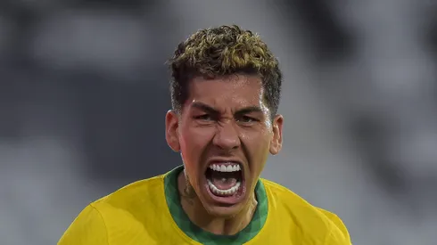 Roberto Firmino jogador do Brasil comemora seu gol durante partida contra o Colombia no estadio Engenhao pelo campeonato Copa America 2021.