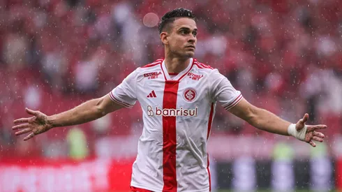 Borre jogador do Internacional comemora seu gol durante partida contra o Juventude no estadio Beira-Rio pelo campeonato Gaucho 2025.