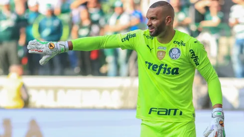 Weverton jogador do Palmeiras durante partida contra o Flamengo no estadio Arena Allianz Parque pelo campeonato Brasileiro A 2022.